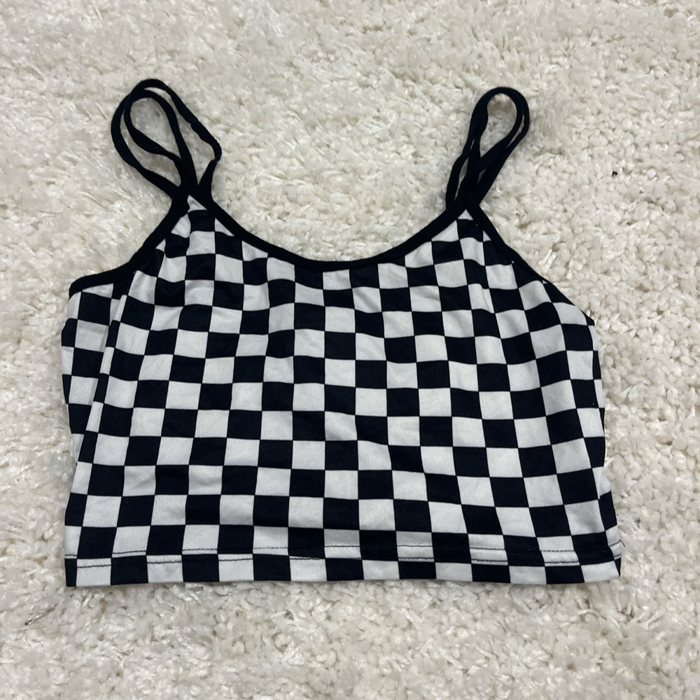 Checkered Patterned Crop Top